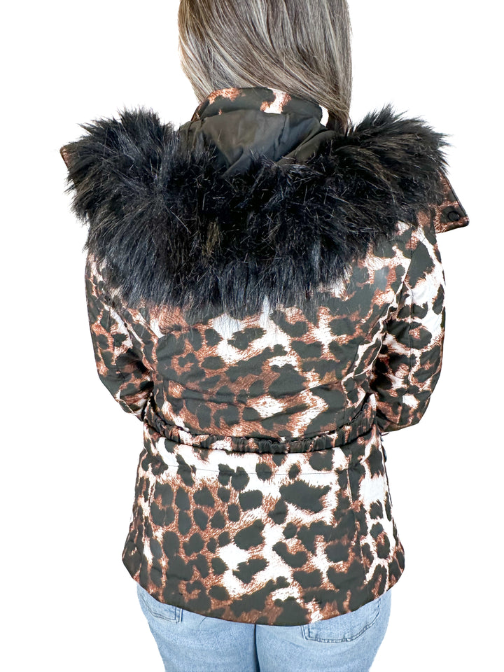 ASOS Faux Fur Hooded Belted Leopard Print Ski Jacket (6)