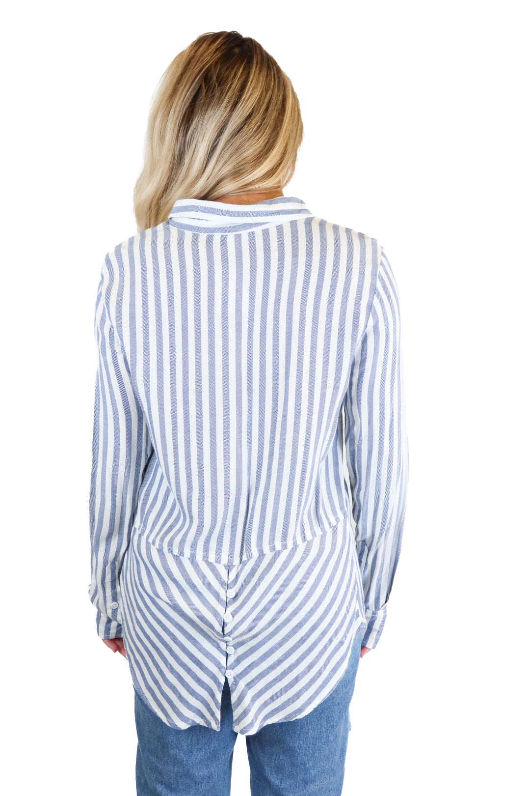 Beach Lunch Lounge blue/white striped top (S)