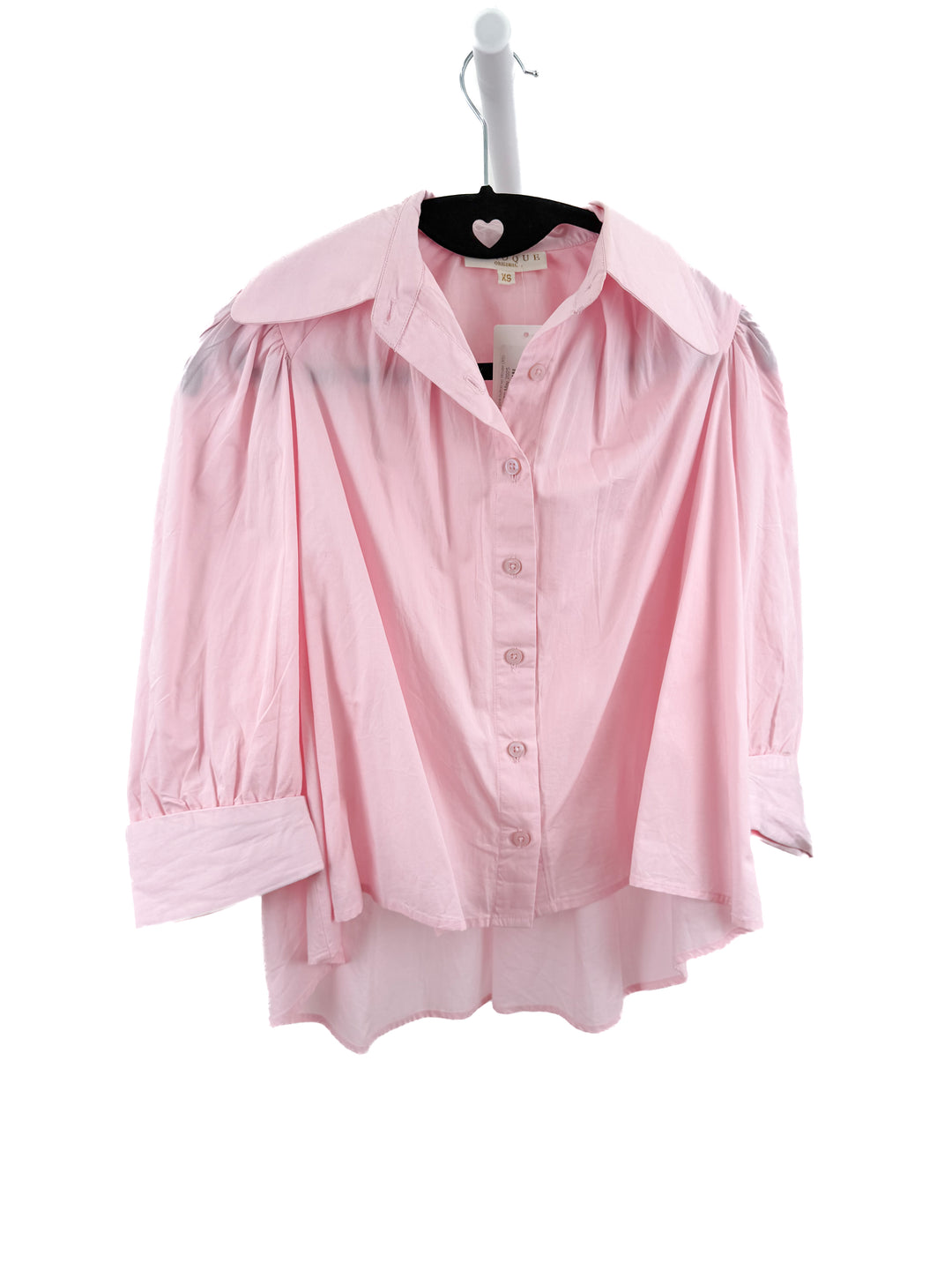 laroque pink button up blouse (XS; retail $223)