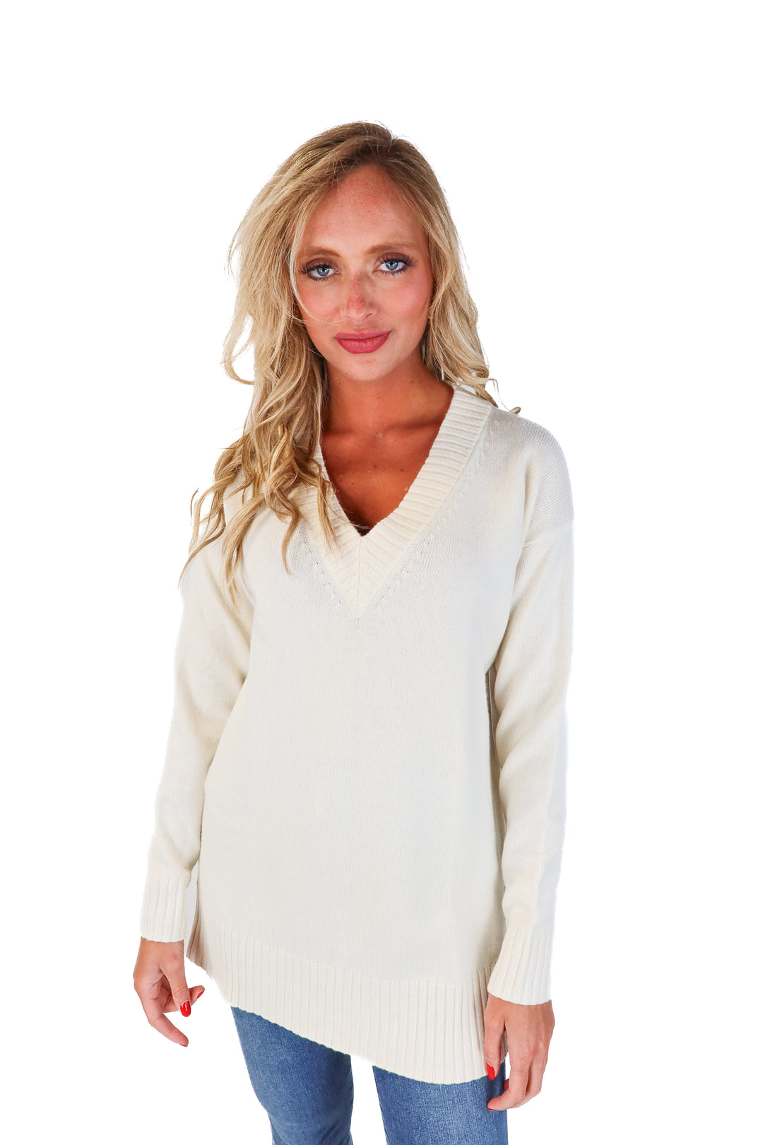 Athleta Cream Vneck Tunic Sweater NWT (XS; Retail $168)