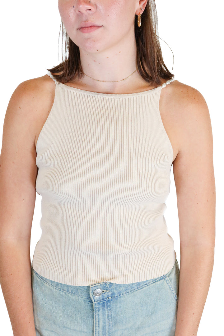 House of Harlow Beige Pearl Strap Tank NWT (M: Retail $125)