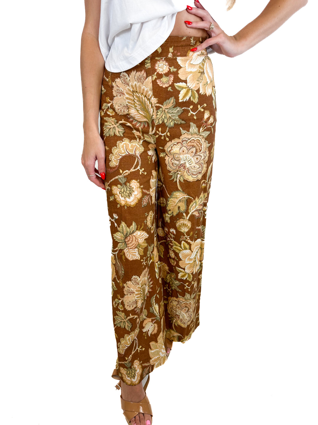 Sezane Floral Linen Pant (34)
