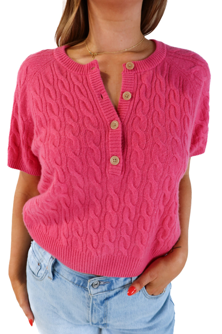 J.crew pink cashmere short sleeve top (L; retail $158)