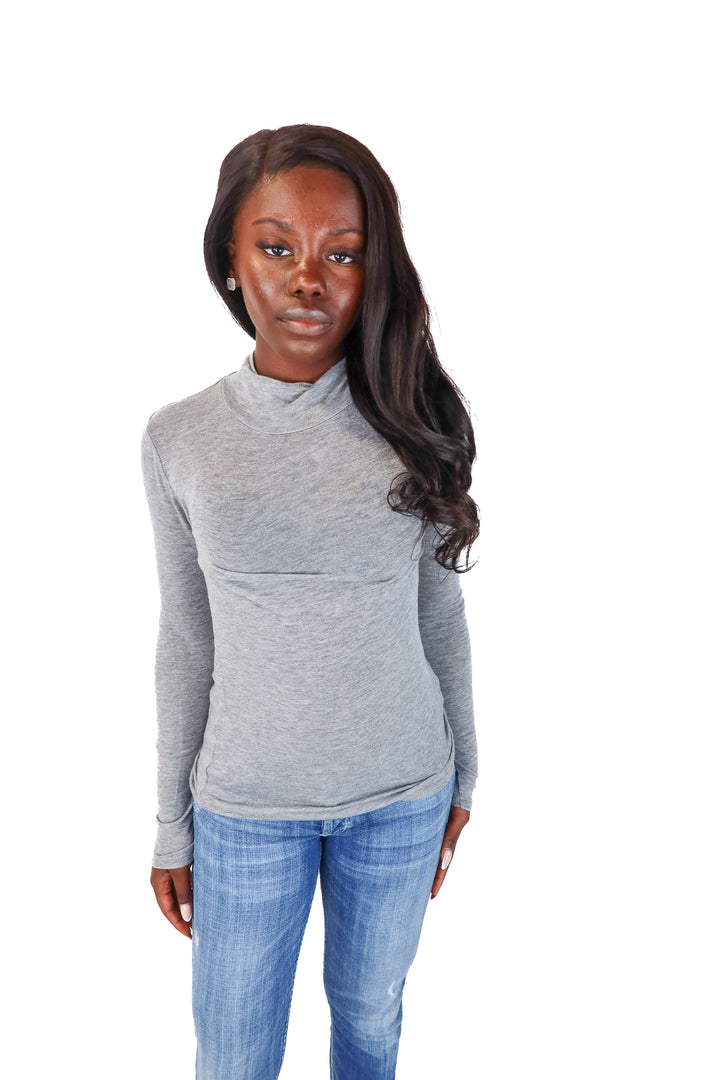 BCBG Heather Grey Turtleneck Knit Top (S)