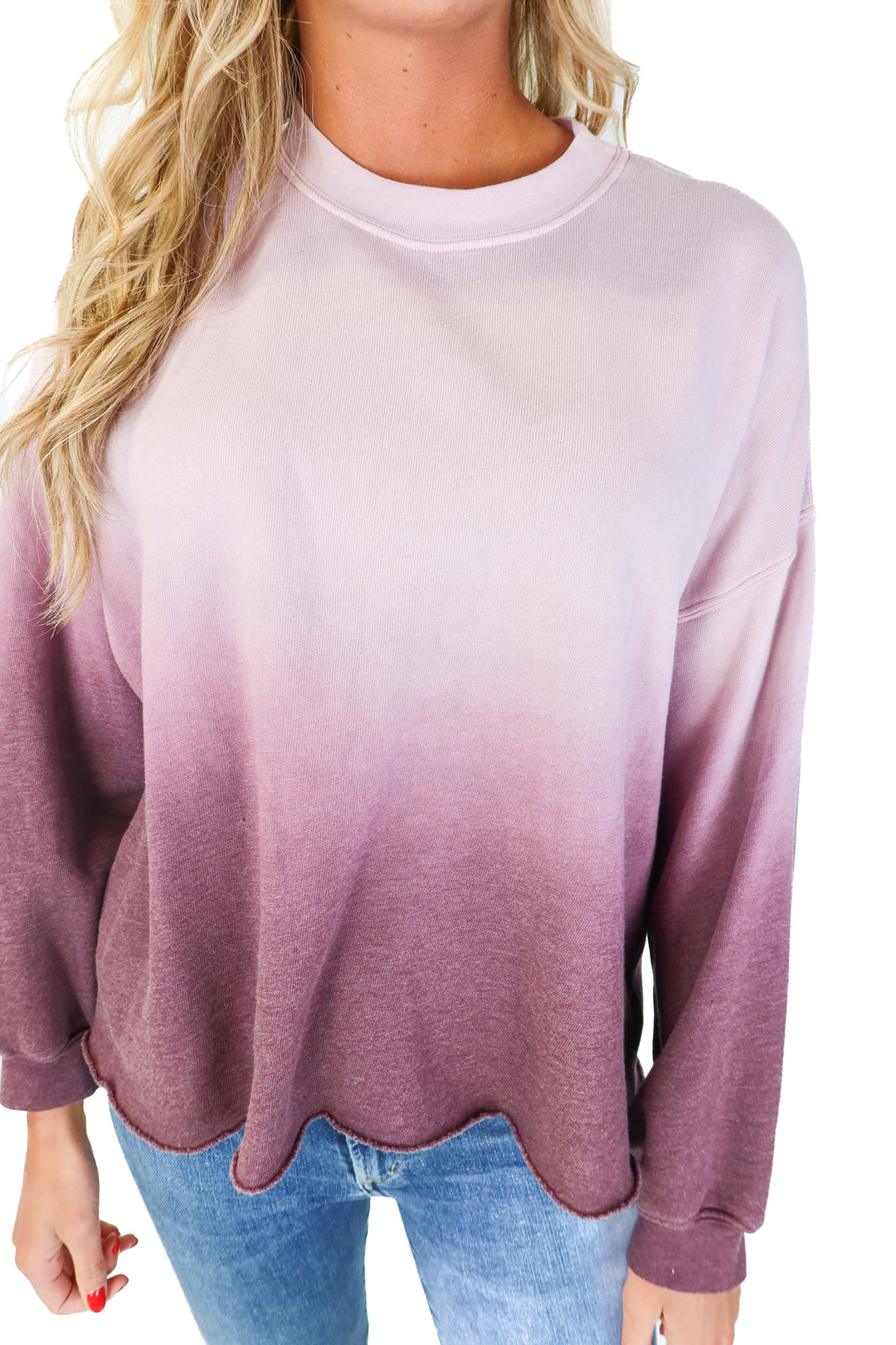 Xirena Rose Ombre Raw Hem Sweatshirt NWT (S; Retail $205)