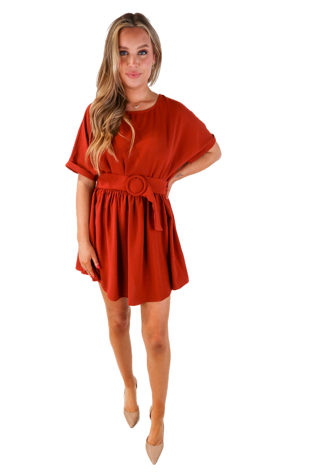 Entro rust short sleeve dress (M)
