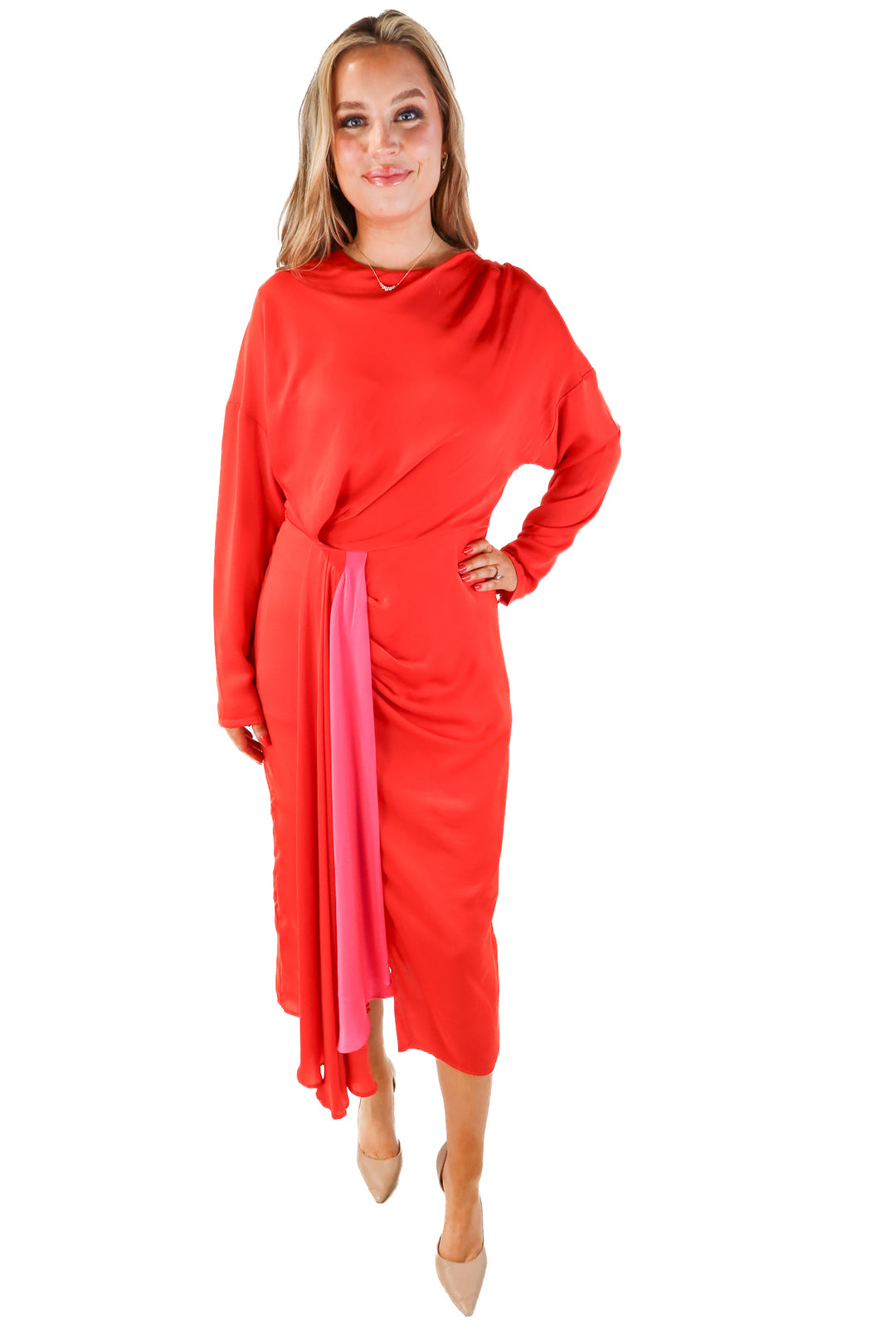 Essentiel Antwerp Red and Pink Dress (10; retails for $500)