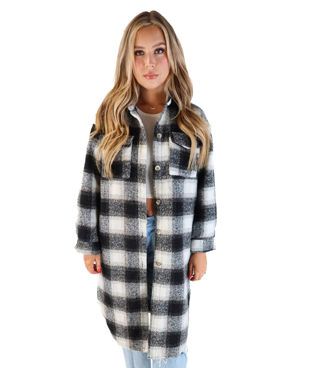 Buddy love black wool flannel Shacket (s; retails for $132)