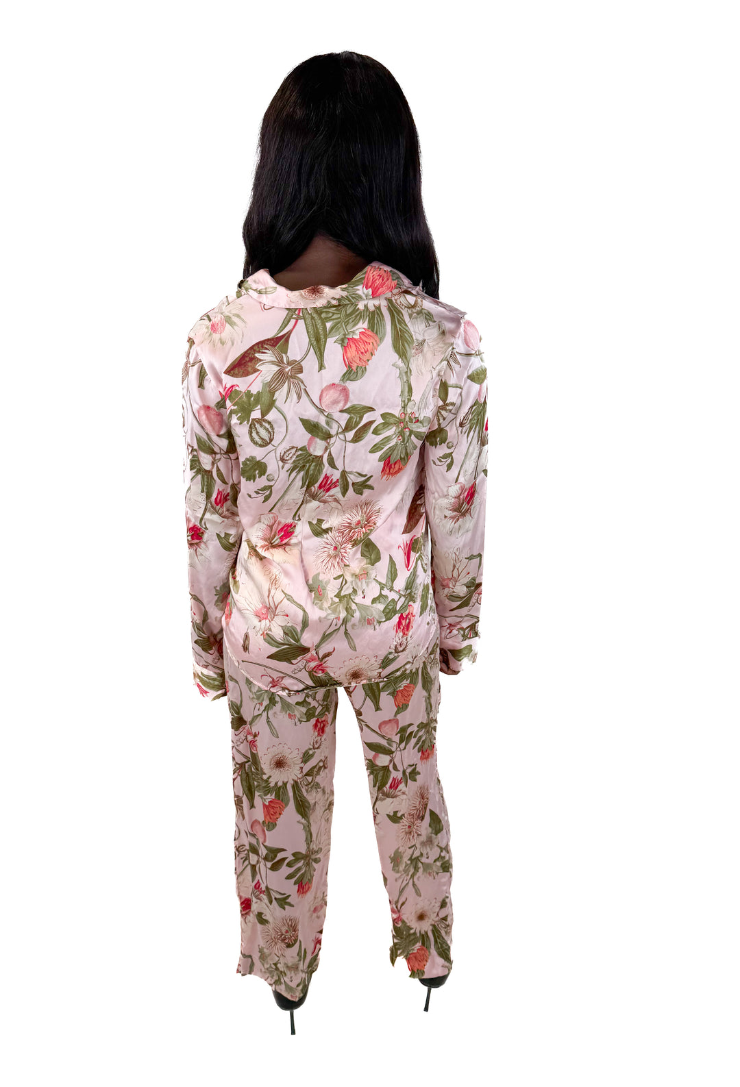 SOLD: Nordstrom Pink Floral Silk Pajama Set (S)