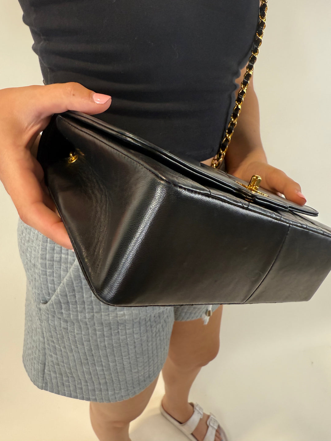 Chanel Diana Black Lambskin Crossbody (Vintage)
