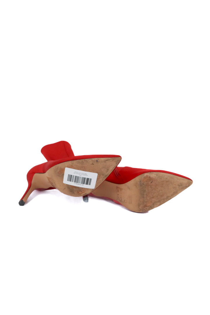 aldo red satin booties (6.5)