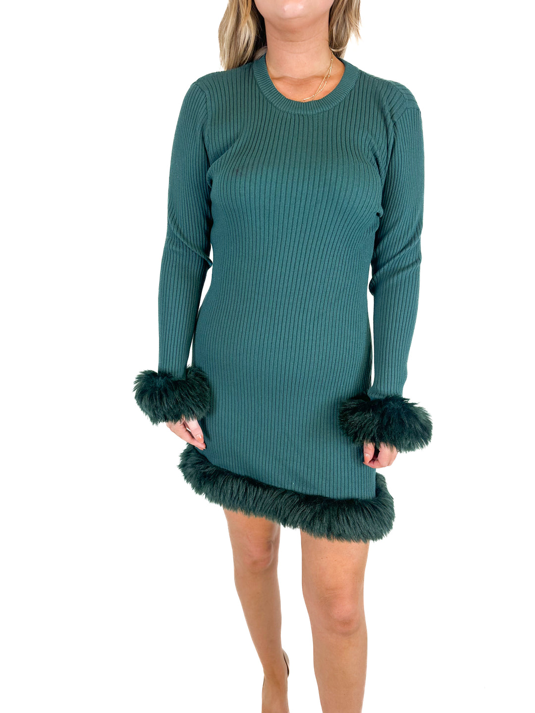 Show Me Your Mumu Emerald Green Ribbed Dress (L)