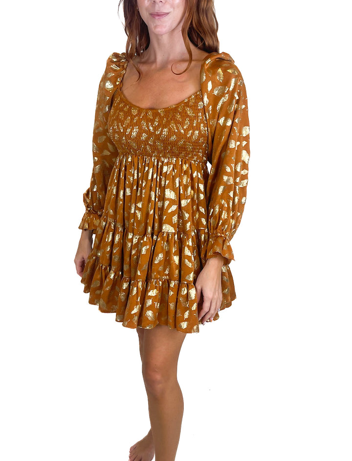 Aeom Metallic Feather-Print Mini Dress (S)