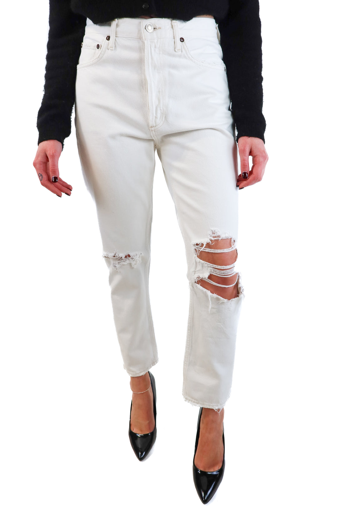 Agolde White Straight Leg Jeans (28; retail $228)