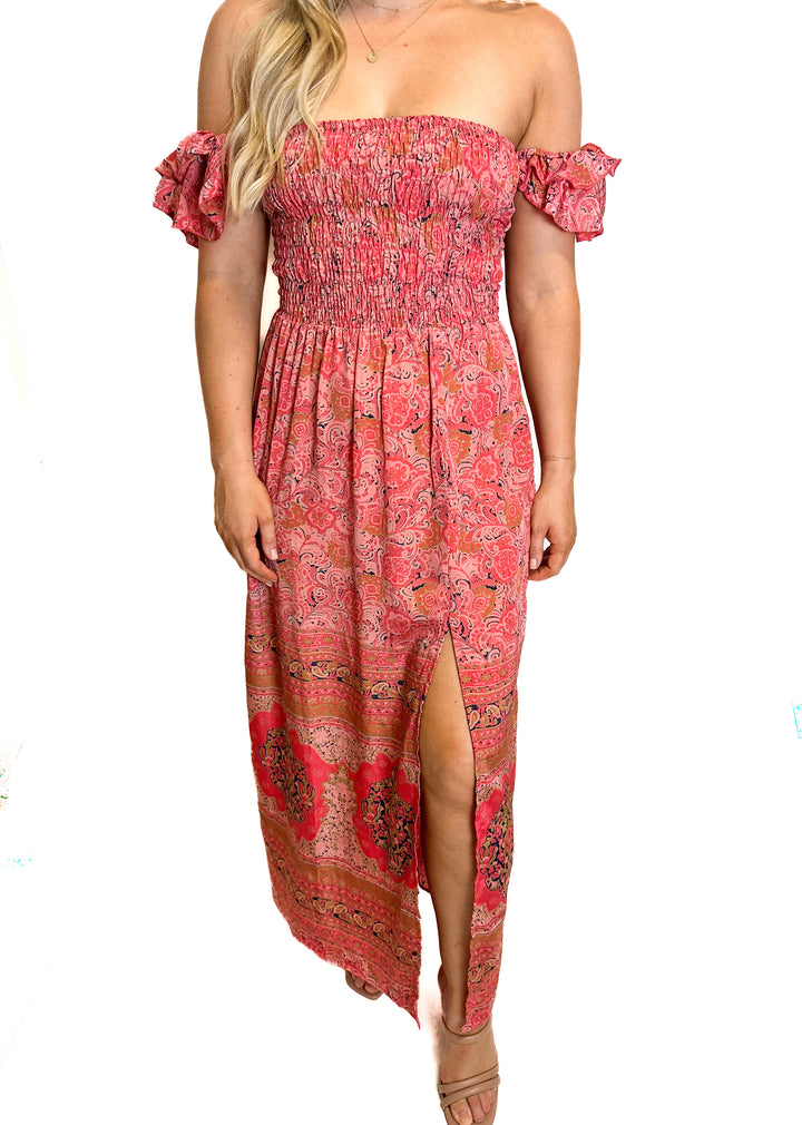 Raga Pink Printed Maxi Dress (XS)