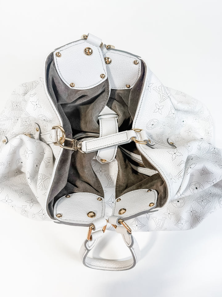 Louis Vuitton XL Hobo Mahina White Leather Bag NWOT (retail $4,350)