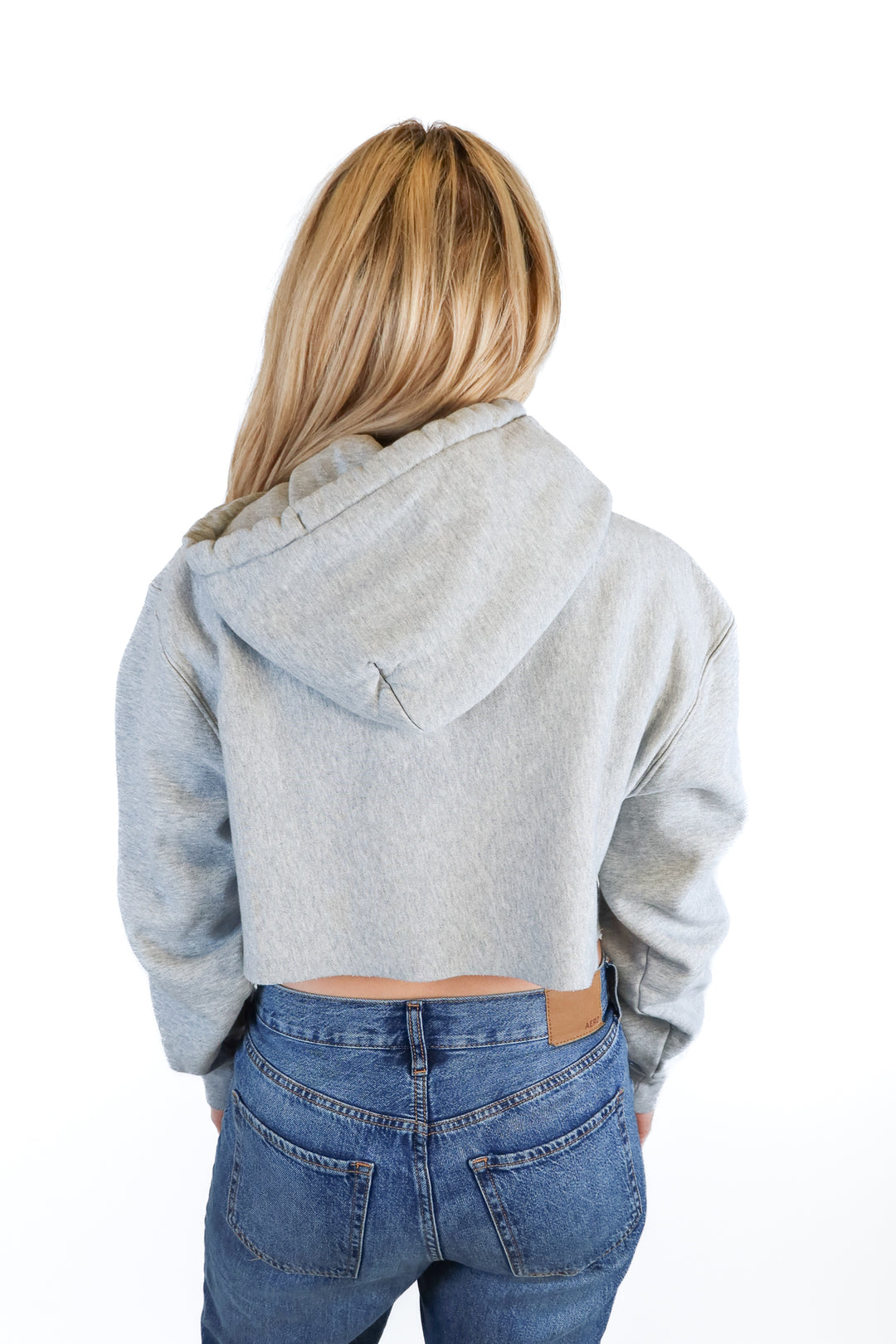 champion light grey cropped hoodie (s; retail $55)