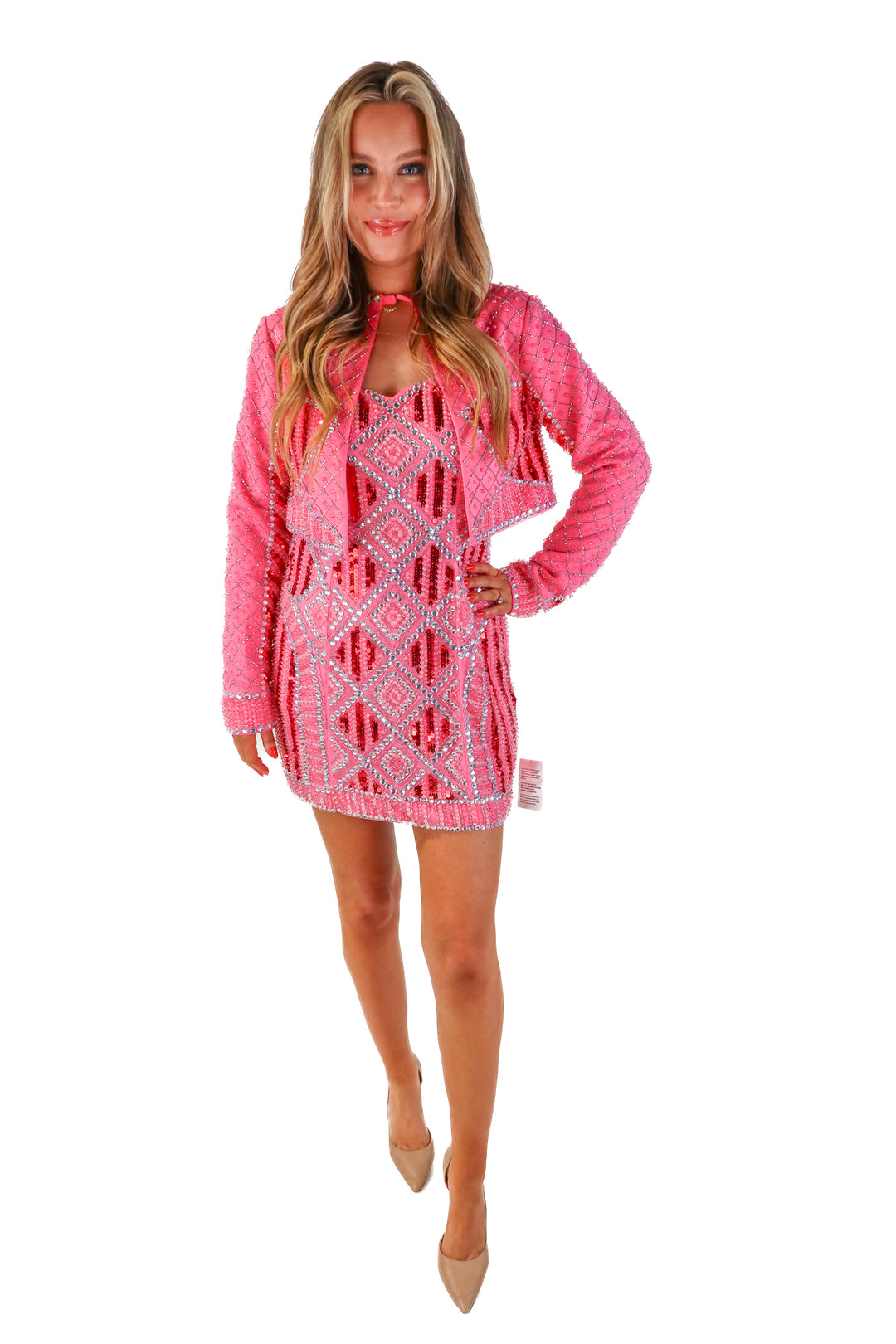 ASOS pink sequin mini dress with jacket NWT (10; retail $319)