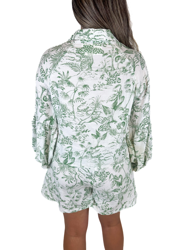 Petal + Pup Elsa Floral Print Long Sleeve Romper (M)