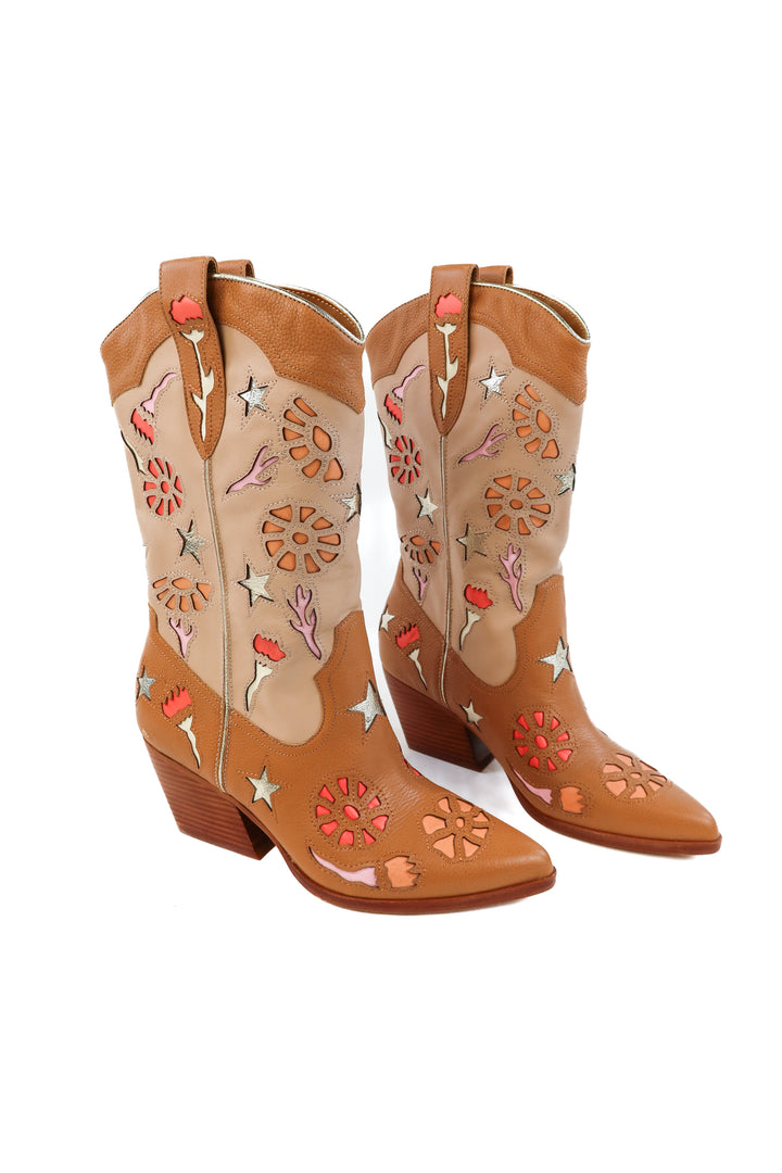 SOLD: Dolce vita colorful floral cowgirl boots (8.5; retail $295)