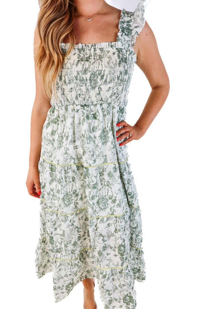 Ultramarine green floral maxi dress (L)