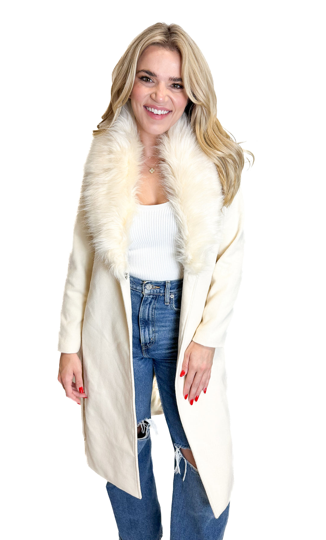 Ivy City Co. Cream Coat with Fur Collar NWT (XXS)