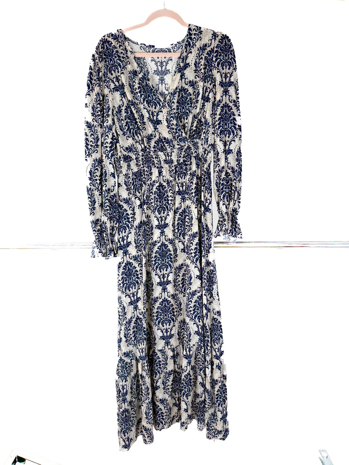 cupshe blue/tan floral maxi dress NWT (L)