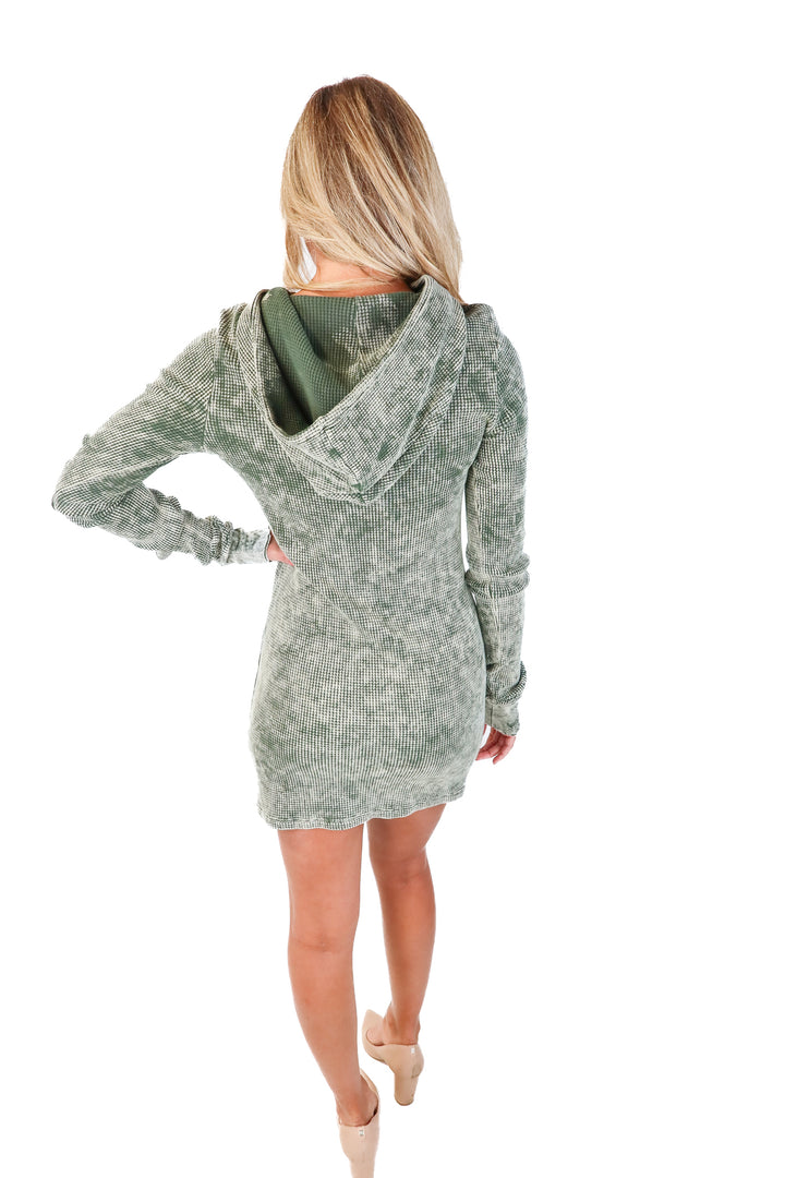 Cotton Citizen Olive Waffle Hoodie Dress (S)