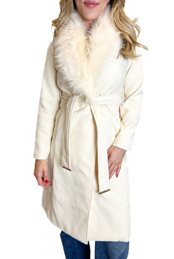 Ivy City Co. Cream Coat with Fur Collar NWT (XXS)