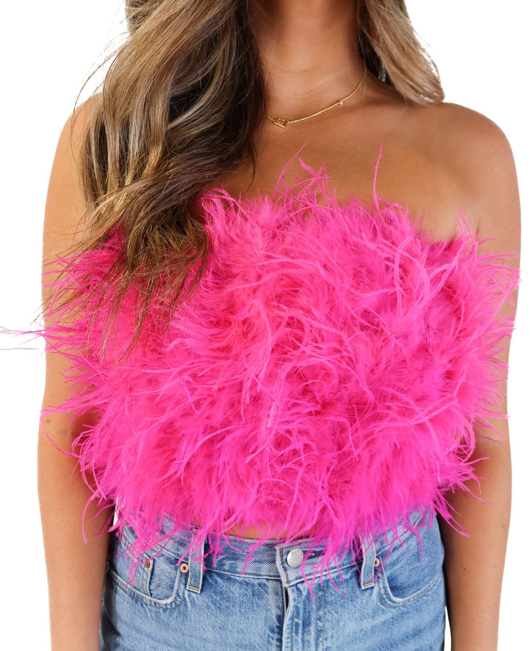 Buddy love pink feather tube top NWT (s; retails for $72)