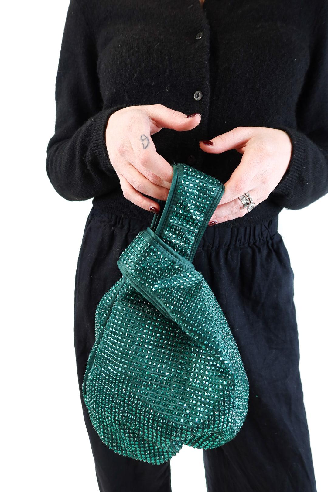 J.crew green rhinestone bag