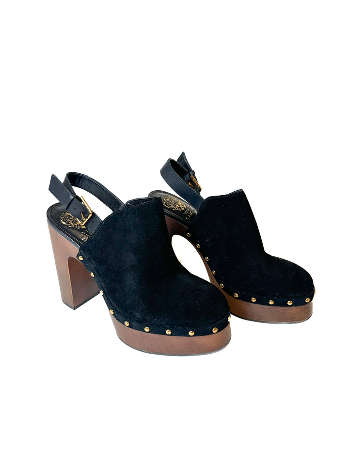 Vince Camuto Black High Heel Clogs NWOT (7)