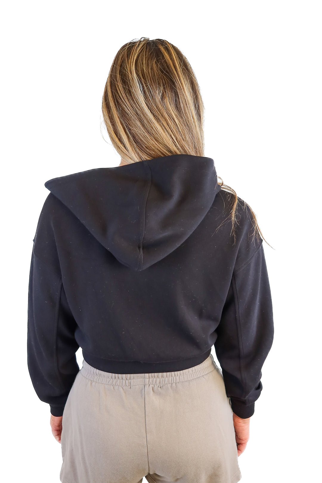dynamite black cropped zip up hoodie (s)