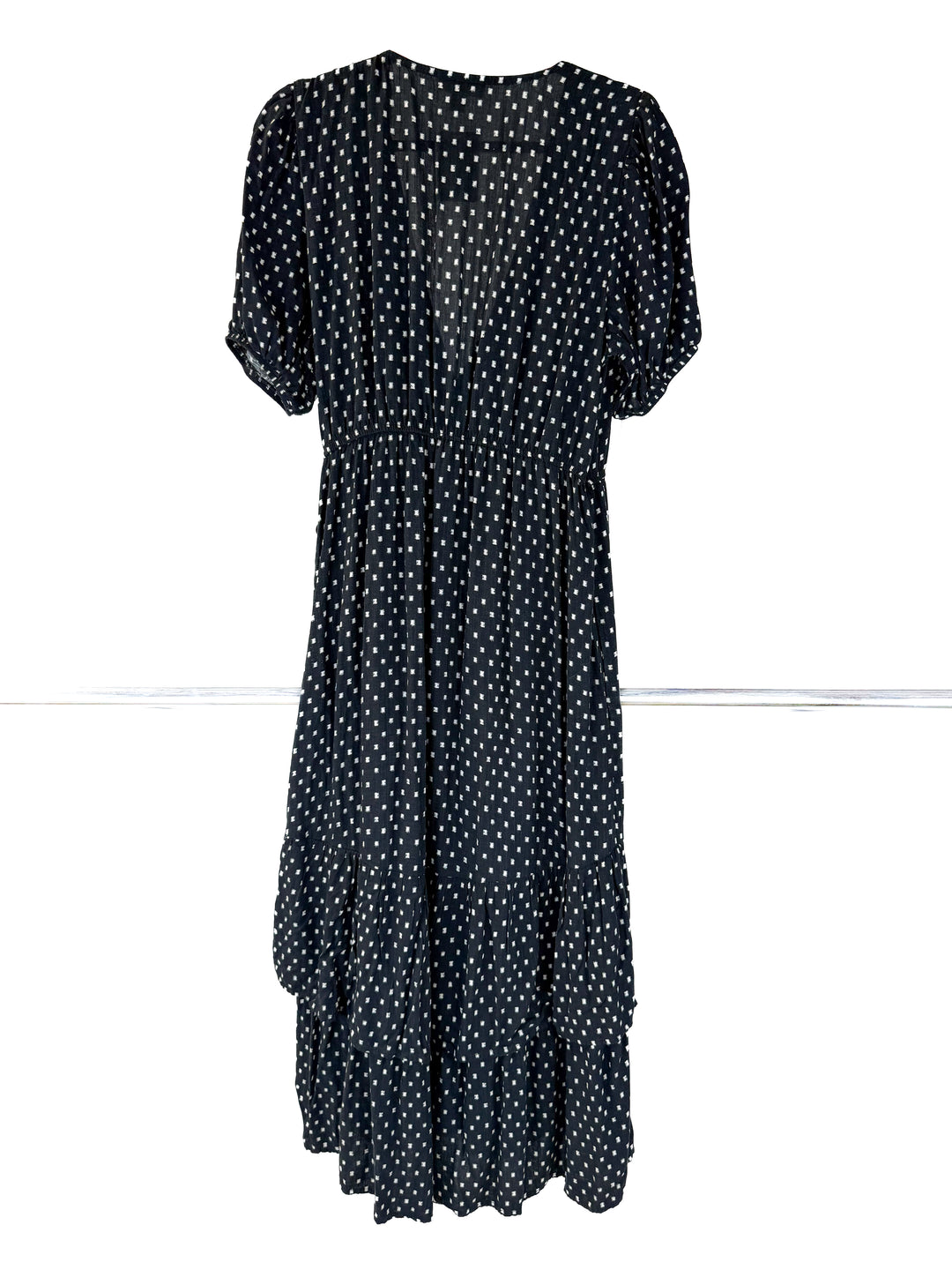 knox rose black printed wrap dress (L)