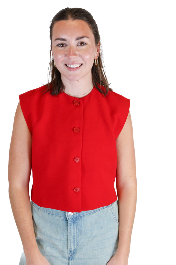 zara red boxy vest (M)