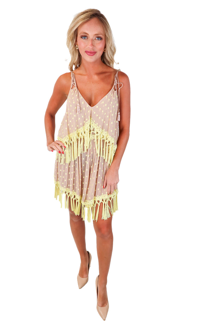 Free People Polka Dot & Fringe Dress (S; retail $194)
