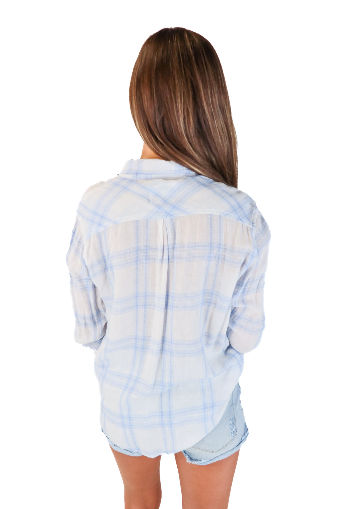 Rails Blue/White Plaid Button Front Blouse (S; retail $225)