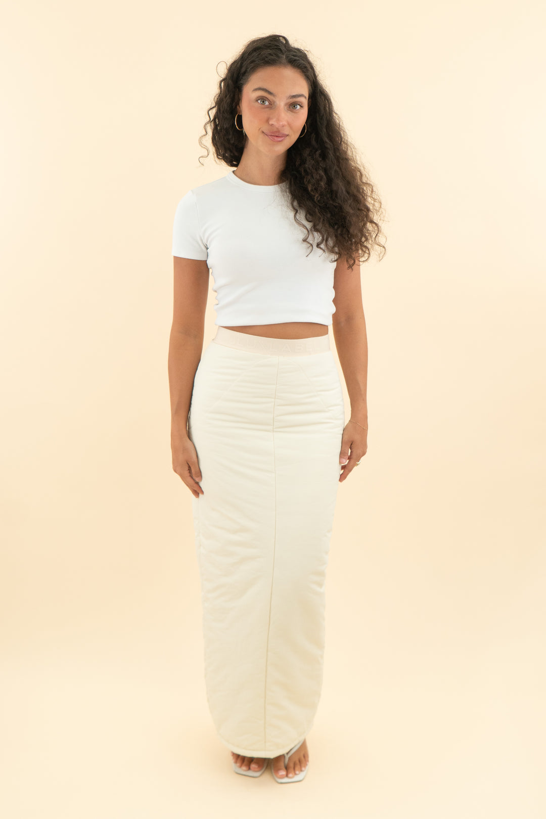 AUCTION jluxlabel cream puffer corset top & maxi skirt set (s)