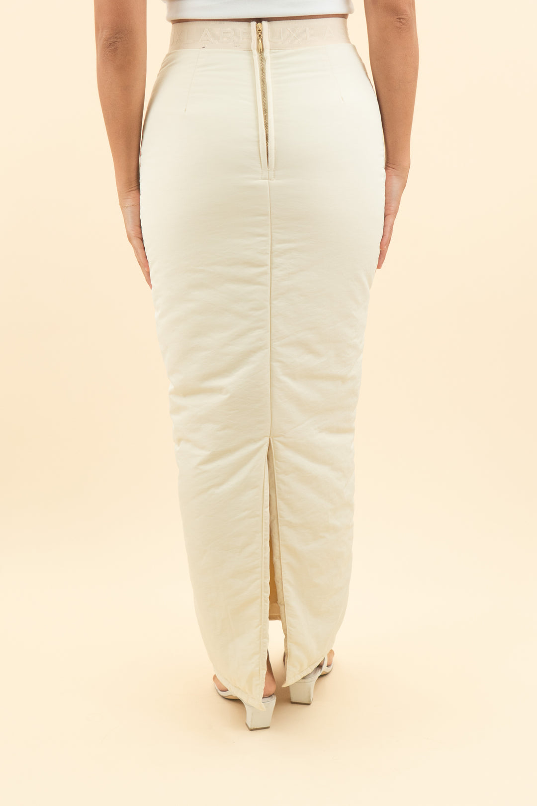 AUCTION jluxlabel cream puffer corset top & maxi skirt set (s)
