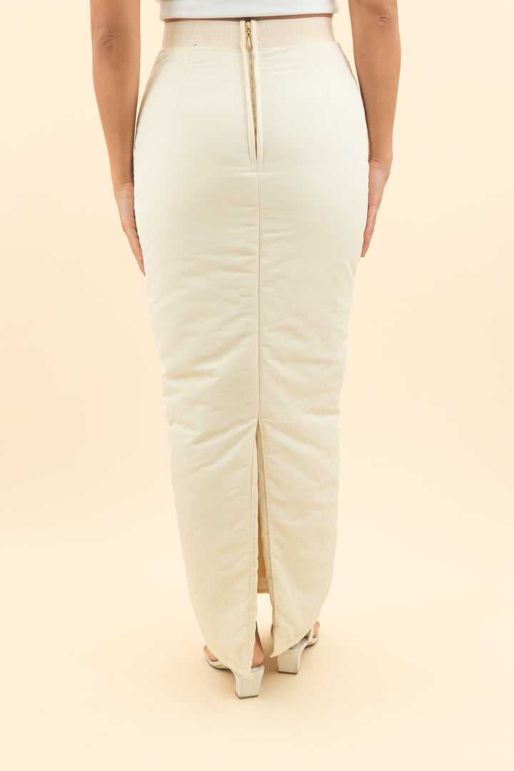 AUCTION jluxlabel cream puffer corset top & maxi skirt set (s)