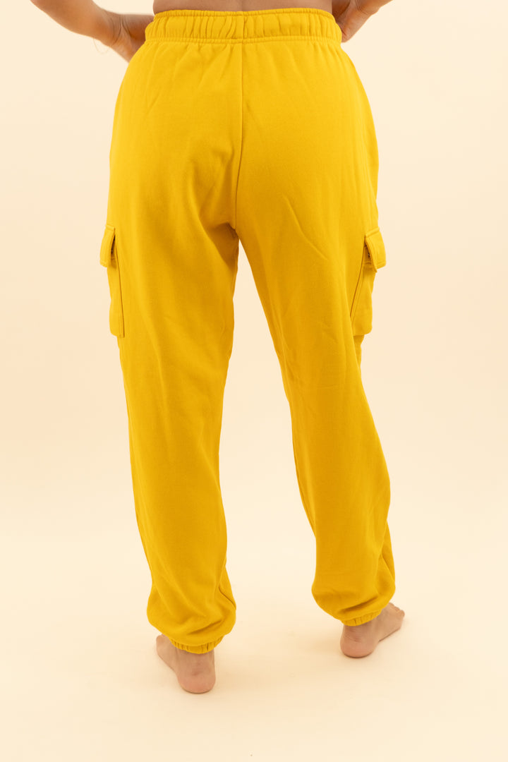 nike golden yellow cargo joggers (xs; retail $80)