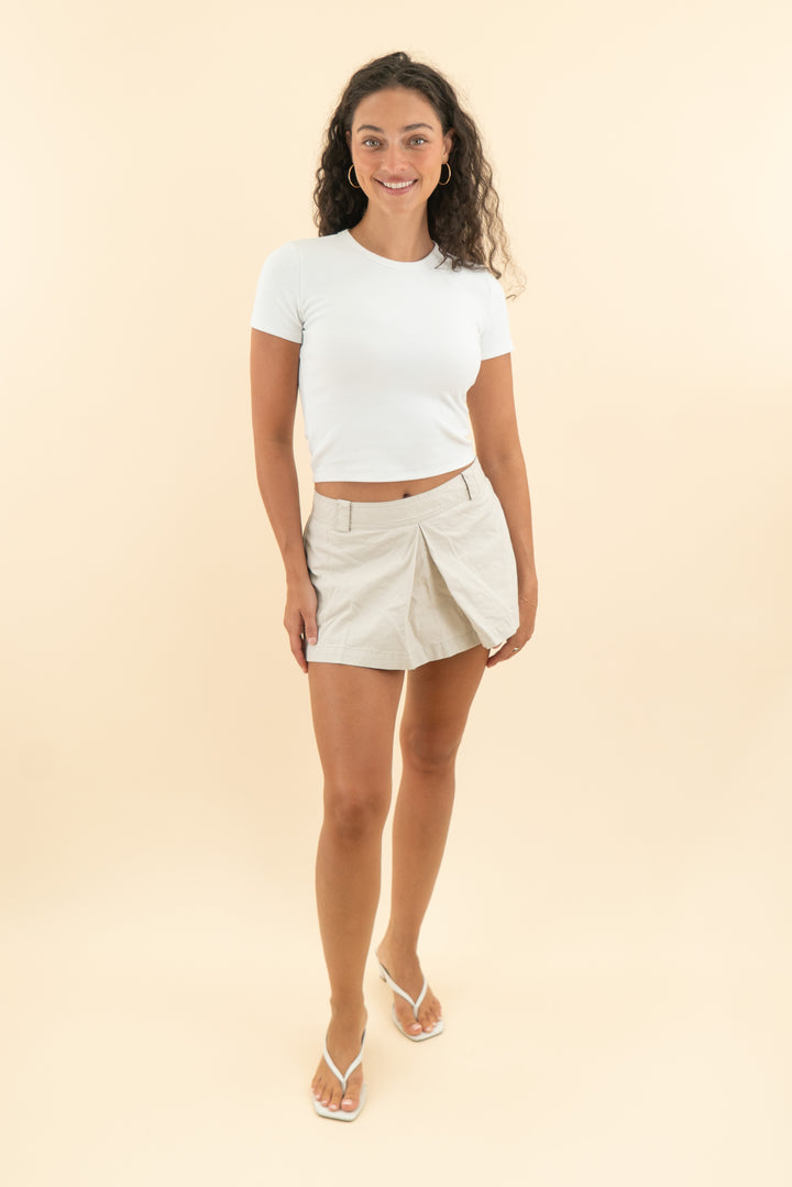helsa cream canvas pleated mini skort (s; retail $198)