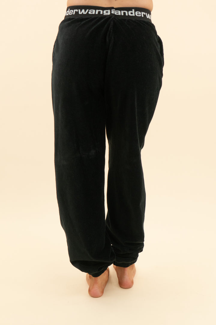 alexander wang black velvet ribbed joggers (s; retail $295)