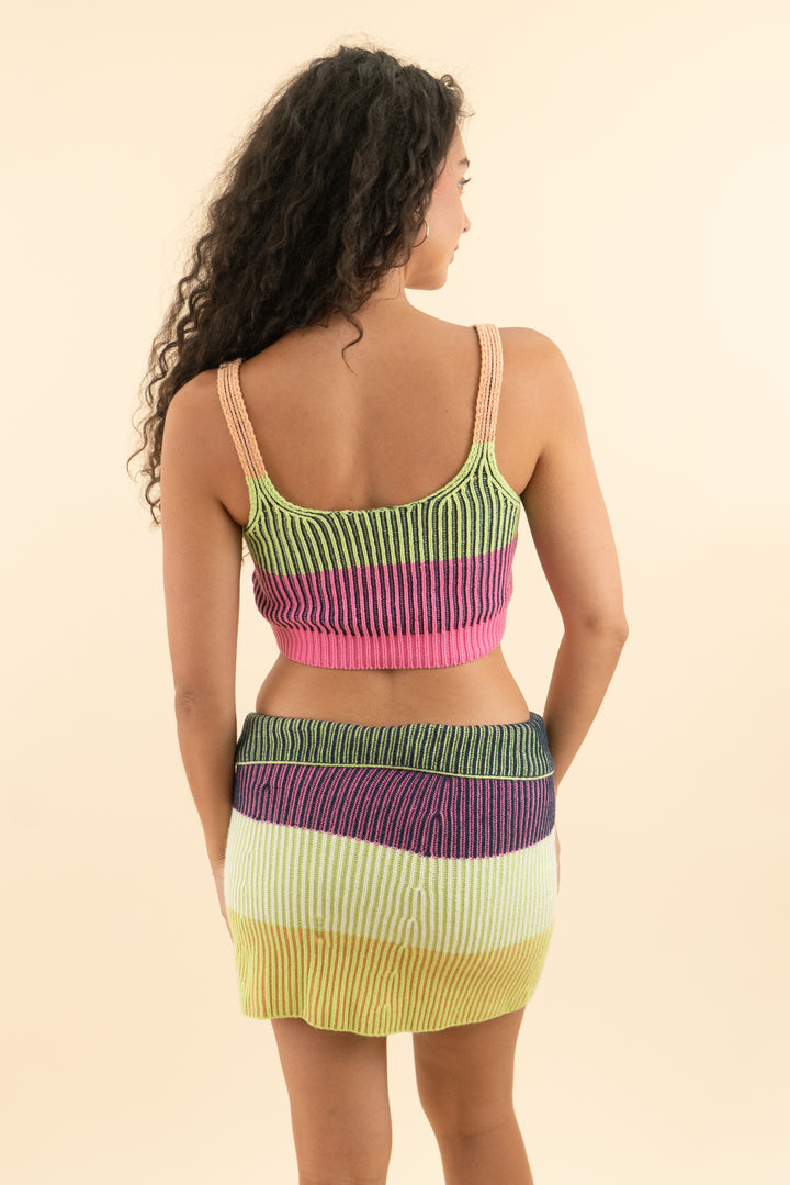 AUCTION jonathan simkhai neon rainbow crochet ribbed set (s)
