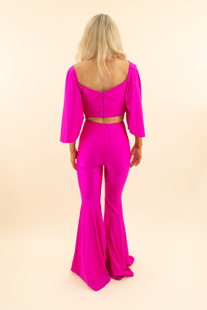 AUCTION johnathan kayne hot pink ruffle top pants set (4)