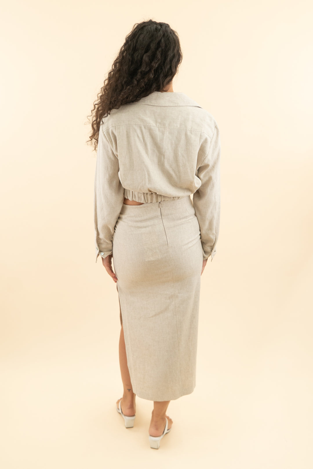 zara tan canvas skirt set (s; $59.90)