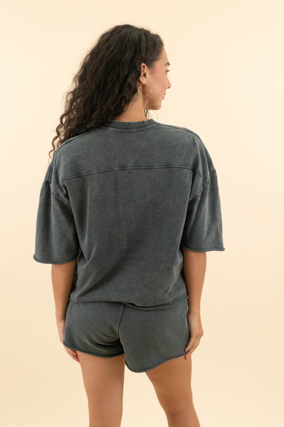 zara washed black short sleeve lounge set (s; retail $60)