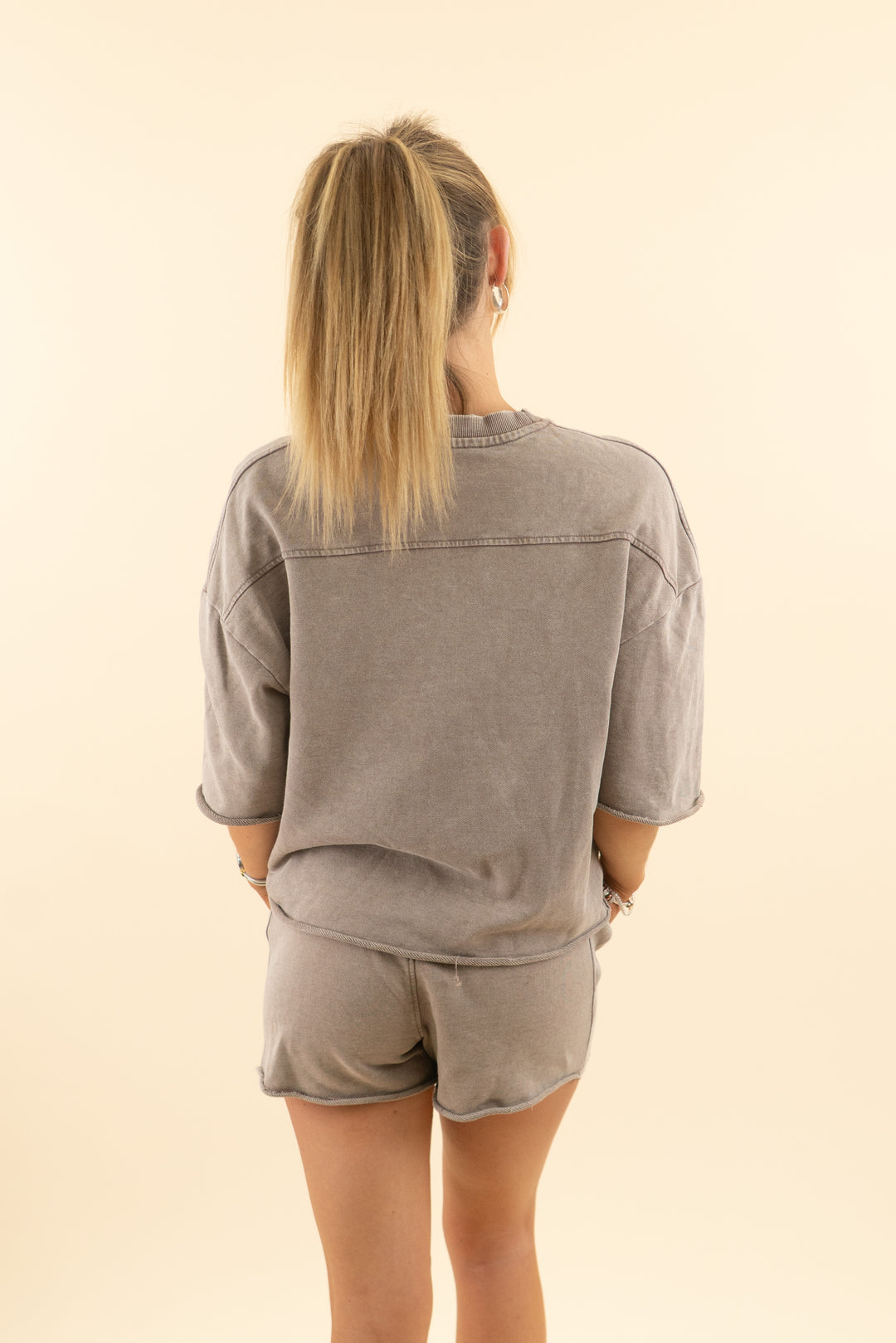zara washed brown short sleeve lounge set (s; retail $60)
