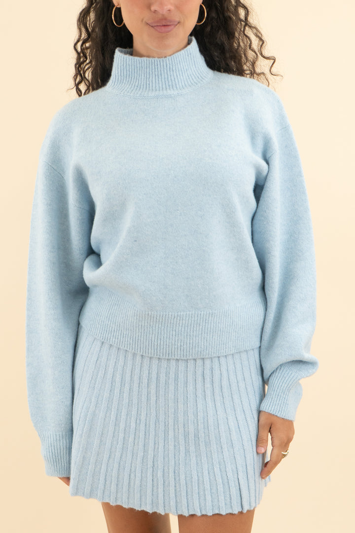 naked wardrobe baby blue knit sweater skirt set* (s; retail $156)