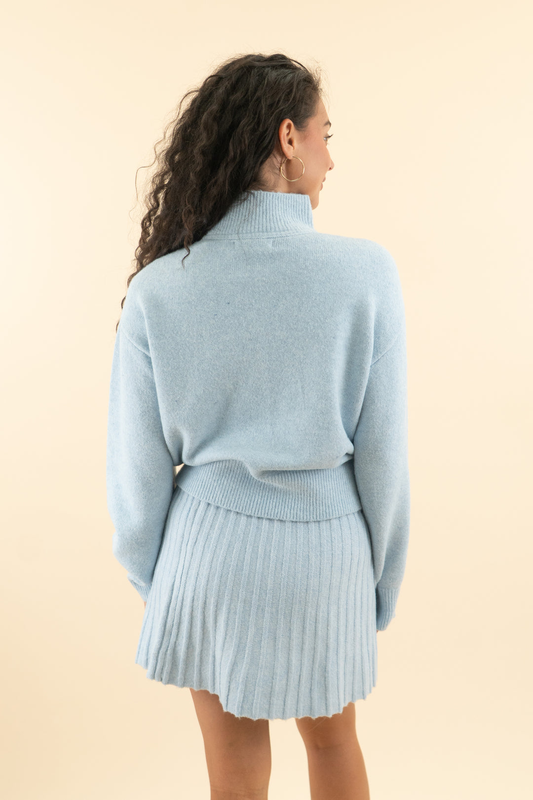 naked wardrobe baby blue knit sweater skirt set* (s; retail $156)